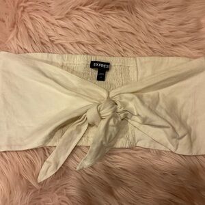Express Cream Tie-Front Bandeau Top